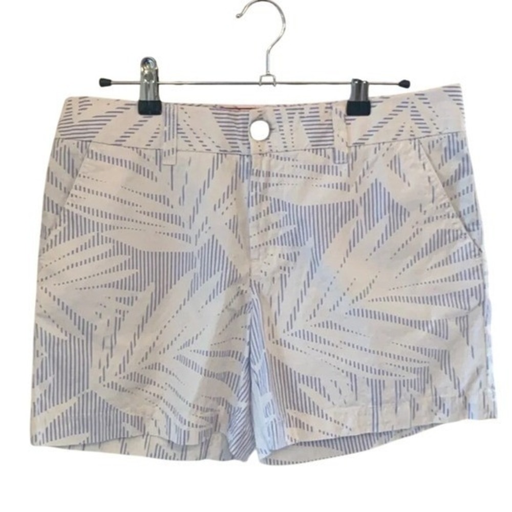 Tommy Hilfiger Palm Print Shorts White Blue Chino Beach‎ Vacation Preppy Size 4